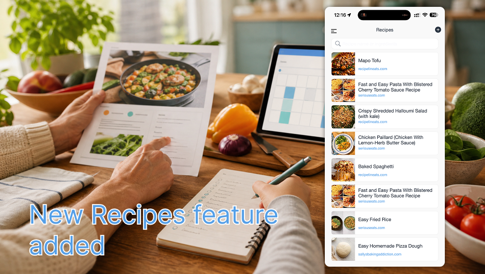 New in Shareday: Plan Meals From Your Favorite Recipes